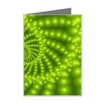 Glossy Lime Green Beaded Spiral Fractal Mini Greeting Card