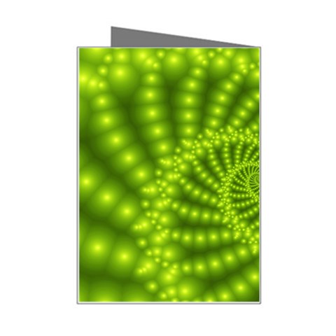 Glossy Lime Green Beaded Spiral Fractal Mini Greeting Card from ArtsNow.com Right