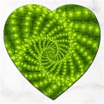 Glossy Lime Green Beaded Spiral Fractal Jigsaw Puzzle (Heart)