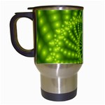 Glossy Lime Green Beaded Spiral Fractal Travel Mug (White)