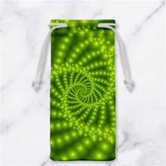 Glossy Lime Green Beaded Spiral Fractal Jewelry Bag from ArtsNow.com Front