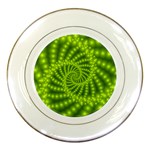 Glossy Lime Green Beaded Spiral Fractal Porcelain Plate