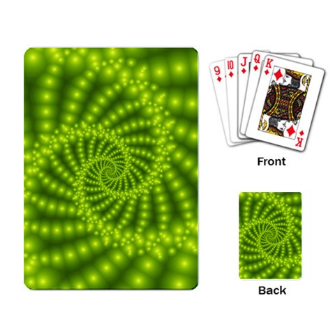 Glossy Lime Green Beaded Spiral Fractal Playing Cards Single Design from ArtsNow.com Back