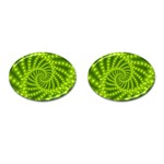 Glossy Lime Green Beaded Spiral Fractal Cufflinks (Oval)