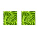 Glossy Lime Green Beaded Spiral Fractal Cufflinks (Square)