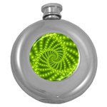 Glossy Lime Green Beaded Spiral Fractal Hip Flask (5 oz)