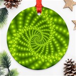 Glossy Lime Green Beaded Spiral Fractal Round Ornament (Two Sides)