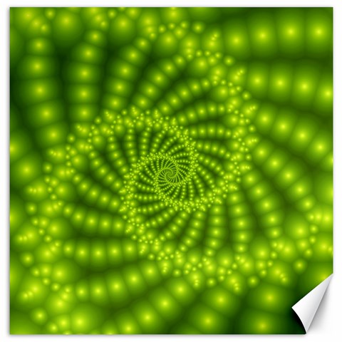 Glossy Lime Green Beaded Spiral Fractal Canvas 12  x 12  from ArtsNow.com 11.4 x11.56  Canvas - 1