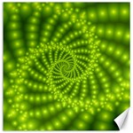 Glossy Lime Green Beaded Spiral Fractal Canvas 12  x 12 