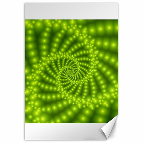 Glossy Lime Green Beaded Spiral Fractal Canvas 12  x 18  from ArtsNow.com 11.88 x17.36  Canvas - 1