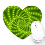 Glossy Lime Green Beaded Spiral Fractal Heart Mousepad