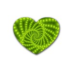 Glossy Lime Green Beaded Spiral Fractal Heart Coaster (4 pack)