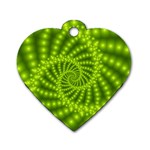 Glossy Lime Green Beaded Spiral Fractal Dog Tag Heart (One Side)