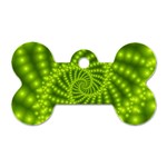 Glossy Lime Green Beaded Spiral Fractal Dog Tag Bone (Two Sides)