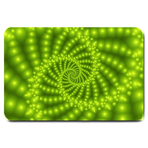 Glossy Lime Green Beaded Spiral Fractal Large Doormat from ArtsNow.com 30 x20  Door Mat