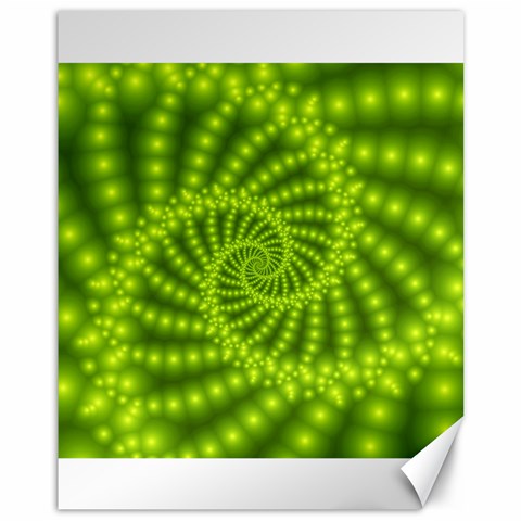 Glossy Lime Green Beaded Spiral Fractal Canvas 11  x 14  from ArtsNow.com 10.95 x13.48  Canvas - 1