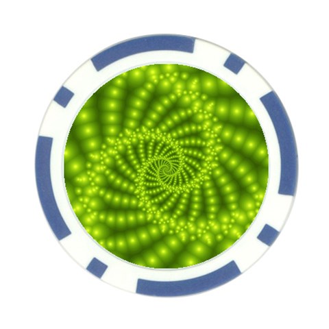 Glossy Lime Green Beaded Spiral Fractal Poker Chip Card Guard from ArtsNow.com Front