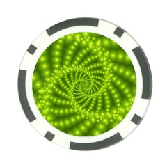 Glossy Lime Green Beaded Spiral Fractal Poker Chip Card Guard from ArtsNow.com Front