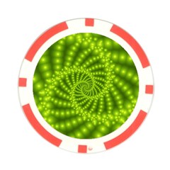 Glossy Lime Green Beaded Spiral Fractal Poker Chip Card Guard from ArtsNow.com Front