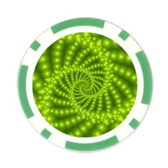 Glossy Lime Green Beaded Spiral Fractal Poker Chip Card Guard from ArtsNow.com Front