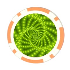 Glossy Lime Green Beaded Spiral Fractal Poker Chip Card Guard from ArtsNow.com Front