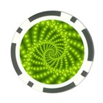 Glossy Lime Green Beaded Spiral Fractal Poker Chip Card Guard