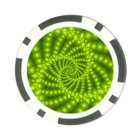 Glossy Lime Green Beaded Spiral Fractal Poker Chip Card Guard from ArtsNow.com Back