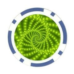 Glossy Lime Green Beaded Spiral Fractal Poker Chip Card Guard from ArtsNow.com Back