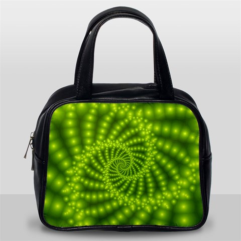 Glossy Lime Green Beaded Spiral Fractal Classic Handbag (One Side) from ArtsNow.com Front