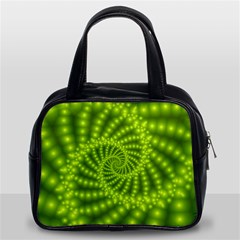 Glossy Lime Green Beaded Spiral Fractal Classic Handbag (Two Sides) from ArtsNow.com Front