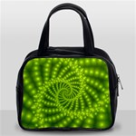 Glossy Lime Green Beaded Spiral Fractal Classic Handbag (Two Sides)