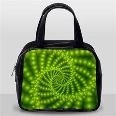 Glossy Lime Green Beaded Spiral Fractal Classic Handbag (Two Sides) from ArtsNow.com Back