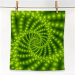 Glossy Lime Green Beaded Spiral Fractal Face Towel