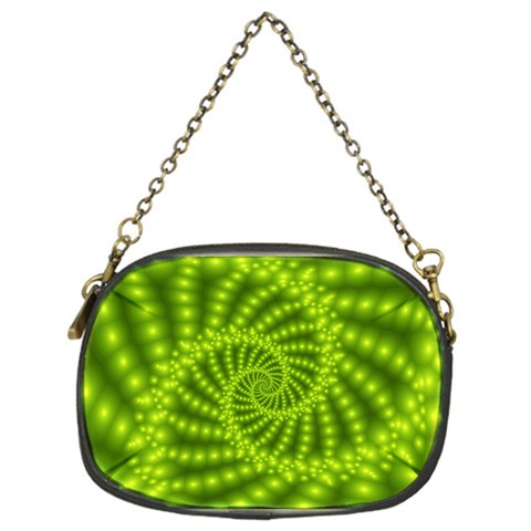 Glossy Lime Green Beaded Spiral Fractal Chain Purse (One Side) from ArtsNow.com Front