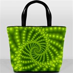 Glossy Lime Green Beaded Spiral Fractal Bucket Bag