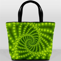 Glossy Lime Green Beaded Spiral Fractal Bucket Bag from ArtsNow.com Back