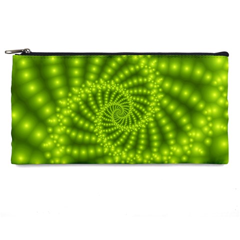 Glossy Lime Green Beaded Spiral Fractal Pencil Case from ArtsNow.com Front