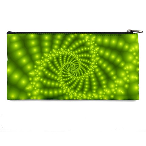 Glossy Lime Green Beaded Spiral Fractal Pencil Case from ArtsNow.com Back