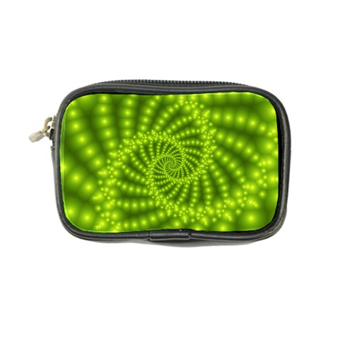 Glossy Lime Green Beaded Spiral Fractal Coin Purse from ArtsNow.com Front