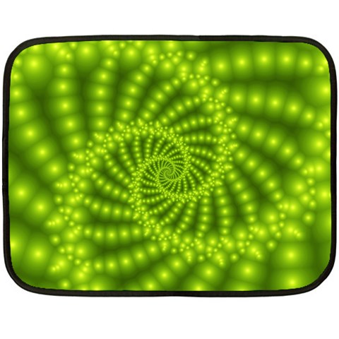 Glossy Lime Green Beaded Spiral Fractal Double Sided Fleece Blanket (Mini) from ArtsNow.com 35 x27  Blanket Front