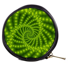 Glossy Lime Green Beaded Spiral Fractal Mini Makeup Bag from ArtsNow.com Front