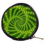 Glossy Lime Green Beaded Spiral Fractal Mini Makeup Bag