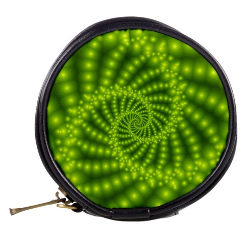 Glossy Lime Green Beaded Spiral Fractal Mini Makeup Bag from ArtsNow.com Back