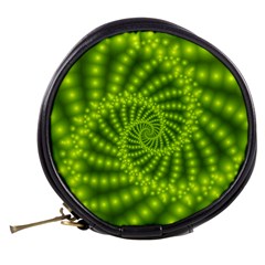 Glossy Lime Green Beaded Spiral Fractal Mini Makeup Bag from ArtsNow.com Back