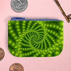 Glossy Lime Green Beaded Spiral Fractal Mini Coin Purse from ArtsNow.com Front