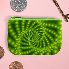 Glossy Lime Green Beaded Spiral Fractal Mini Coin Purse from ArtsNow.com Front