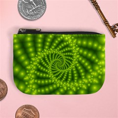 Glossy Lime Green Beaded Spiral Fractal Mini Coin Purse from ArtsNow.com Front