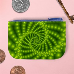 Glossy Lime Green Beaded Spiral Fractal Mini Coin Purse from ArtsNow.com Back