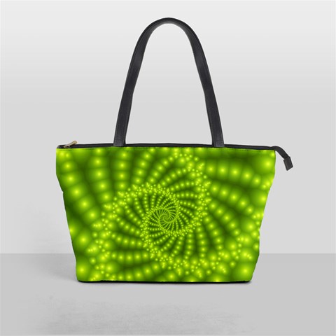 Glossy Lime Green Beaded Spiral Fractal Classic Shoulder Handbag from ArtsNow.com Front