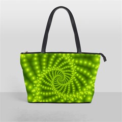 Glossy Lime Green Beaded Spiral Fractal Classic Shoulder Handbag from ArtsNow.com Front